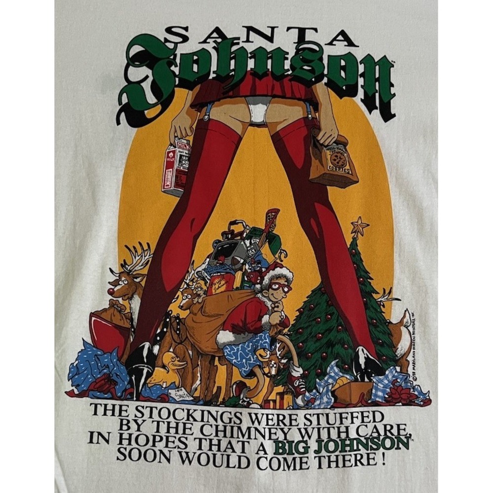 1993‎ Big Johnson Santa Christmas Shirt Sz M